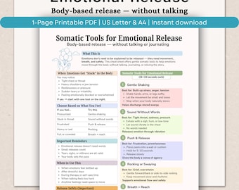 Somatic Emotional Release Tools, Body-Based Healing Cheat Sheet (PDF Download)