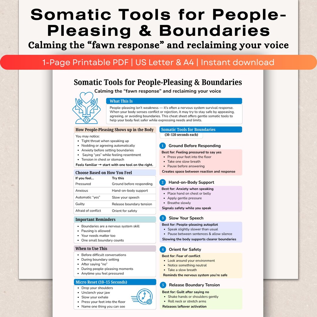 Somatic Tools.pdf Somatic Tools for People-pleasing & Boundaries, Fawn Response Support ...