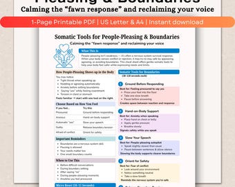 Somatic Tools for People-Pleasing & Boundaries, Fawn Response Support, Nervous System Regulation Cheat Sheet