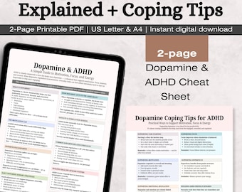 ADHD Dopamine Cheat Sheet, Coping Tips, Motivation & Focus Guide (Digital Download)