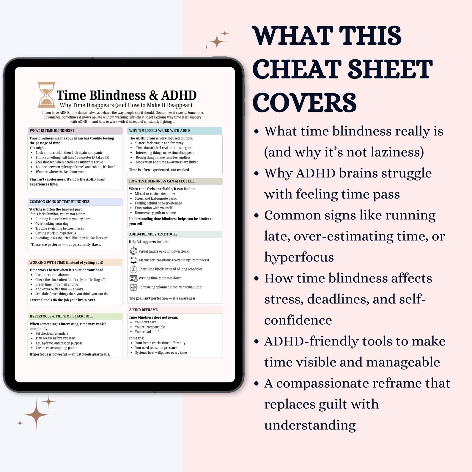ADHD Time Blindness Cheat Sheet, Executive Function Printable (PDF ...