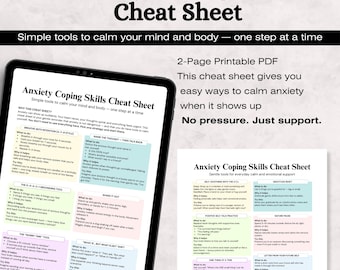 Anxiety Coping Skills Cheat Sheet, Calm Your Mind Toolkit (2-Page PDF)