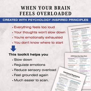 ADHD Calm & Reset Toolkit Bundle, Anxiety, Overwhelm, Nervous System Regulation Printable (5 PDFs) image 2