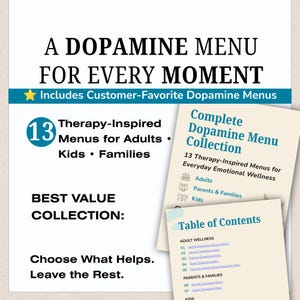 Complete Dopamine Menu Collection, ADHD, Anxiety, Burnout & Emotional Regulation Bundle (13 Page PDF)