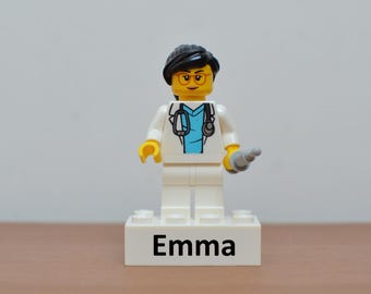 Personalized LEGO® Doctor Mini Figure + Name Stand + Gift Packaging | 100% New LEGO® Parts