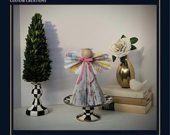 Escultura de ángel guardián para Bat Mitzvah / Regalo de recuerdo para la mayoría de edad judía / Ángel de página de libro doblado hecho a mano para el hito de una adolescente