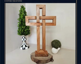 Cruz de la Promesa del Pacto / Cruz personalizada grabada en madera maciza reciclada / Regalo cristiano de aniversario de bodas y nacimiento para mamá