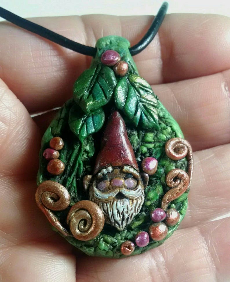 Gnome Pendant Woodland Gnome Colorful Gnome Jewelry Red | Etsy