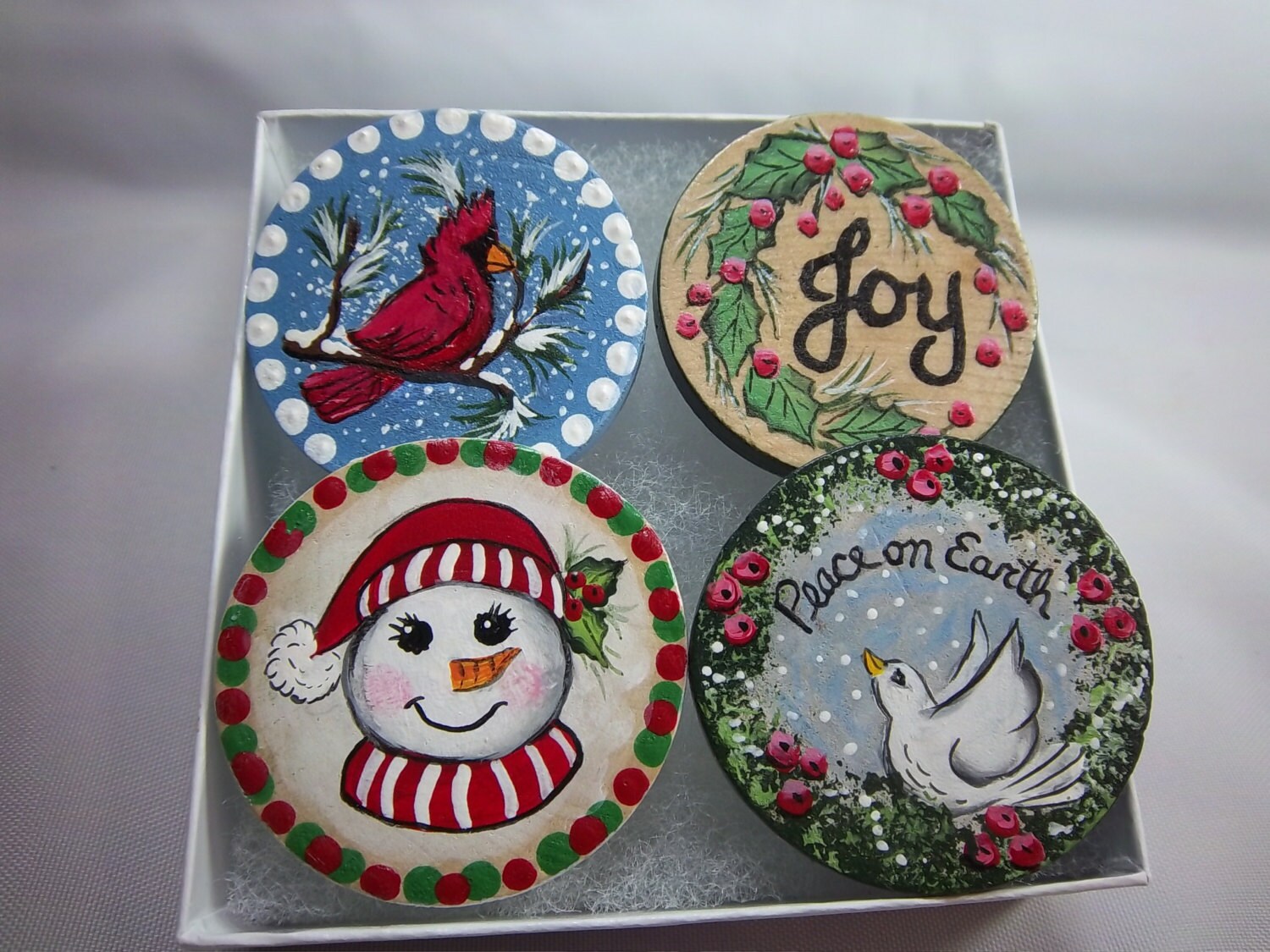 Christmas Pins Choice of Wood Pins Snowman Cardinal Etsy