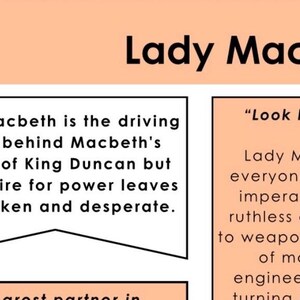 Herzieningsblad Lady Macbeth's personage | GCSE Engelse literatuur | Citaten, analyse