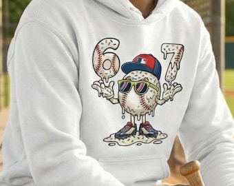 67 Six Seven 6 7 Meme Funny Baseball Ice Cream Drip PNG