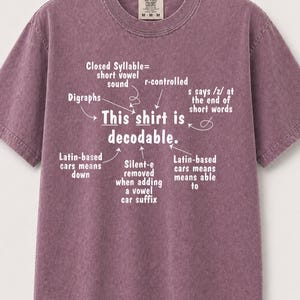 Dit shirt is decodeerbaar png, shirtontwerp voor leraar fonetiek, geschenk geletterdheidscoach, grafisch T-shirt lezen specialist, leraar png-download
