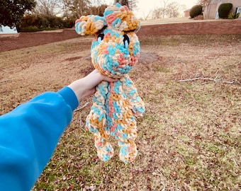 Handmade Crochet Bunny Lovey, Soft Baby Comfort Toy, Neutral Nursery Security Blanket