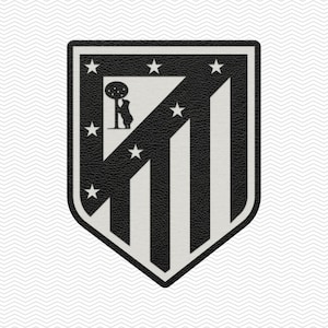 May include: A shield-shaped emblem featuring a black and white design with a textured surface. The graphic includes a bear standing against a tree, multiple stars, and vertical stripes arranged in a classic crest layout with a thick border.
