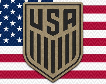 USA Soccer Shield Leather Patch - Hook Backing Tactical Emblem