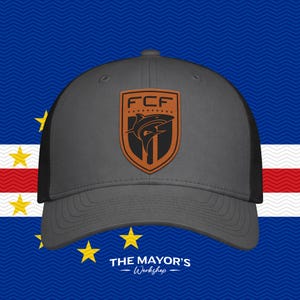 Cape Verde Soccer Snapback Hat | Saddle Brown & Black Leather