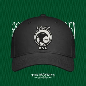 Saudi Arabia Soccer Snapback Hat | Black & White Leather