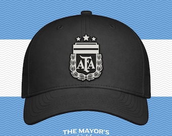 Argentina Soccer Snapback Hat | Argentinian Patch Cap | Black Leather Patches