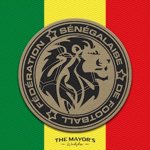 Senegal Soccer Shield Leather Patch - Hook Backing Tactical Emblem