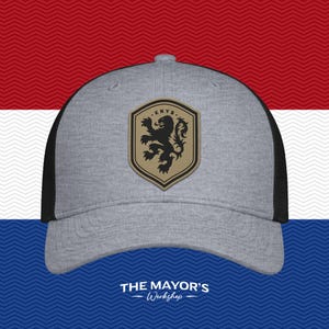 Netherlands Soccer Snapback Hat | Dutch Leather Patch Cap | Tan & Black Leather
