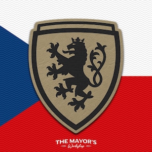 Czech Republic Soccer Shield Leather Patch - Hook Backing Tactical Emblem