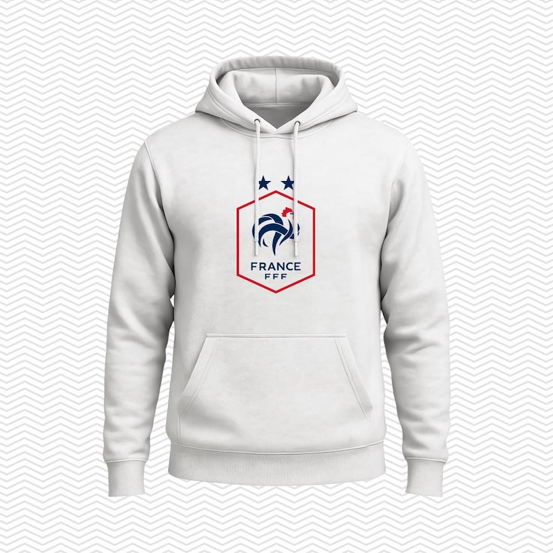 Escudo de fútbol de Francia / Copa Mundial 26 / Sudadera con capucha / Sudadera / Camiseta Hoodie / White