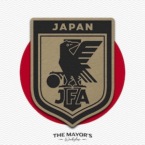 Japan Soccer Shield Leather Patch - Hook Backing Tactical Emblem