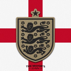 England Soccer Shield Leather Patch - Hook Backing Tactical Emblem