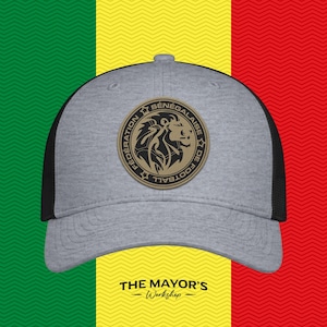 Senegal Soccer Snapback Hat | Senegalese Leather Patch Cap | Tan & Black Leather