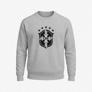 Brazil Soccer Shield | World Cup 26 | Hoodie | Sweatshirt | T-shirt Sweatshirt / Grey