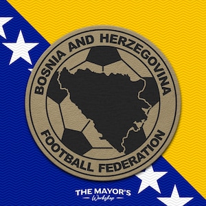 Bosnia Soccer Shield Leather Patch - Hook Backing Tactical Emblem