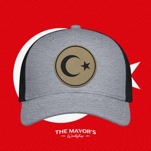 Turkey Soccer Snapback Hat | Turkish Leather Patch Cap | Tan & Black Leather