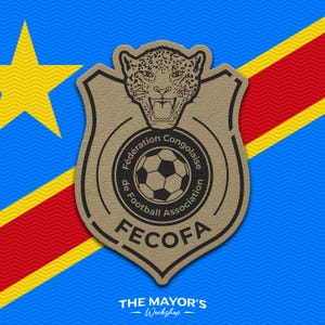 DR Congo Soccer Shield Leather Patch - Hook Backing Tactical Emblem