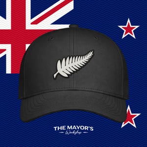 New Zealand Soccer Snapback Hat | Kiwi Leather Patch Cap | Black & White Leather