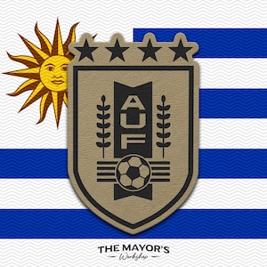 Uruguay Soccer Shield Leather Patch - Hook Backing Tactical Emblem