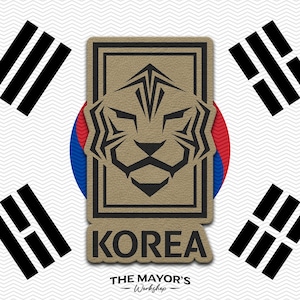 South Korea Soccer Shield Leather Patch - Hook Backing Tactical Emblem