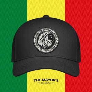 Senegal Soccer Snapback Hat | Senegalese Leather Patch Cap | Black & White Leather