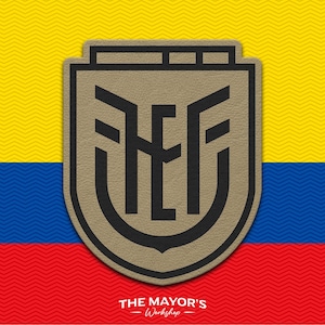 Ecuador Soccer Shield Leather Patch - Hook Backing Tactical Emblem