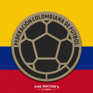 Colombia Soccer Shield Leather Patch - Hook Backing Tactical Emblem