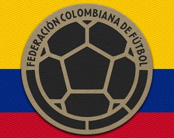 Colombia Soccer Shield Leather Patch - Hook Backing Tactical Emblem