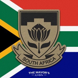 South Africa Soccer Shield Leather Patch - Hook Backing Tactical Emblem