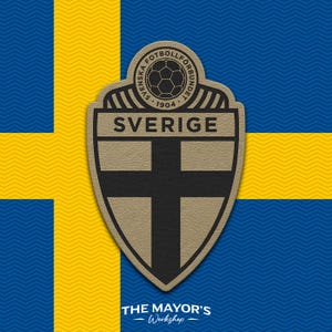 Sweden Soccer Shield Leather Patch - Hook Backing Tactical Emblem