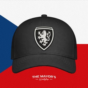 Czech Republic Soccer Hat | Czechia Leather Patch Cap | Black & White Leather