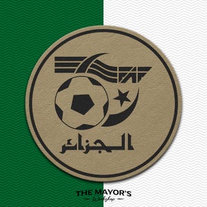 Algeria Soccer Shield Leather Patch - Hook Backing Tactical Emblem