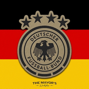 Germany Soccer Shield Leather Patch - Hook Backing Tactical Emblem