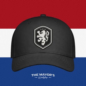 Netherlands Soccer Snapback Hat | Dutch Leather Patch Cap | Black & White Leather