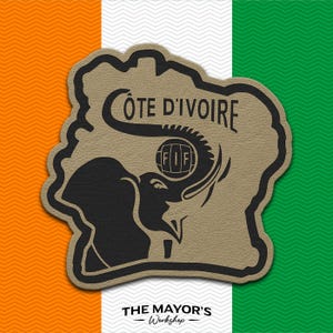 Ivory Coast Soccer Shield Leather Patch - Hook Backing Tactical Emblem