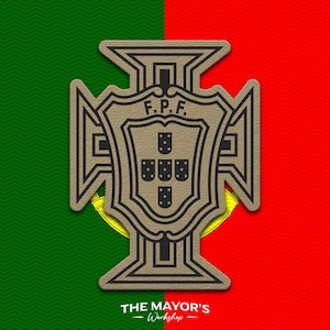 Portugal Soccer Shield Leather Patch - Hook Backing Tactical Emblem