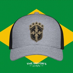 Brazil Soccer Snapback Hat | Brazilian Leather Patch Cap | Tan Leather Patches