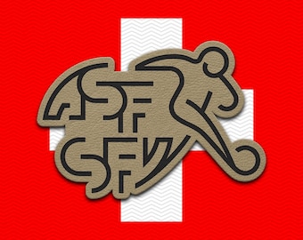 Parches de cuero con el escudo de la selección suiza de fútbol - Emblema táctico con cierre de velcro